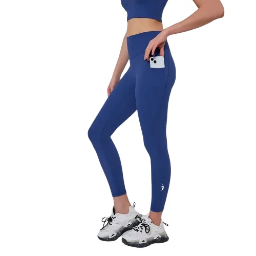 Blue Leggings With Side Pockets