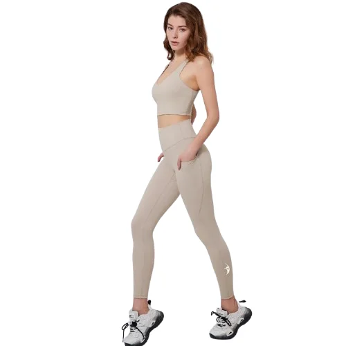 Beige Leggings With Side Pockets