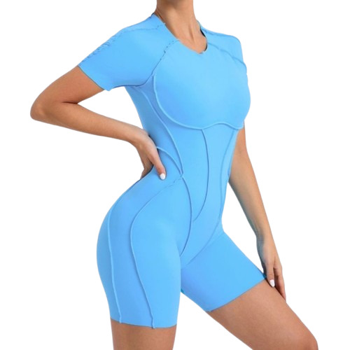 Blue Short Curve Jumpsuit