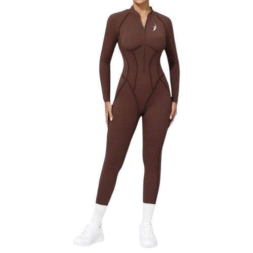 Brown Long Sleeve Jumpsuit