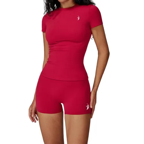 Red Smooth Shorts Set